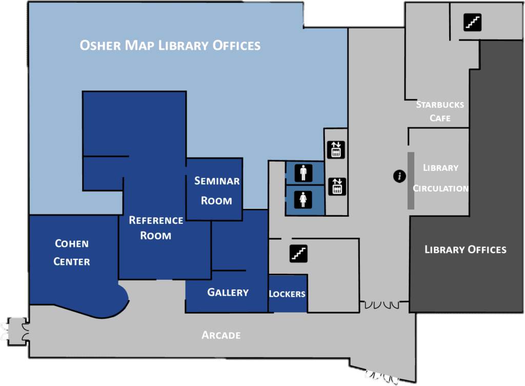 basic map of the first floor of the Glickman Library at USM