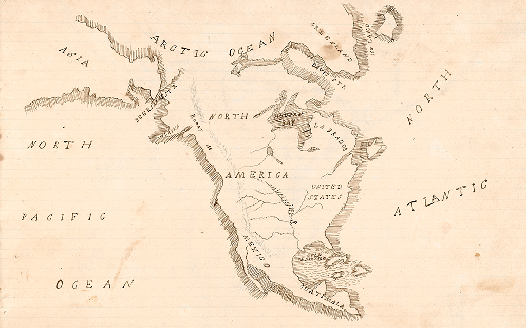 Sarah R. Allen, Map of North America, ca. 1830