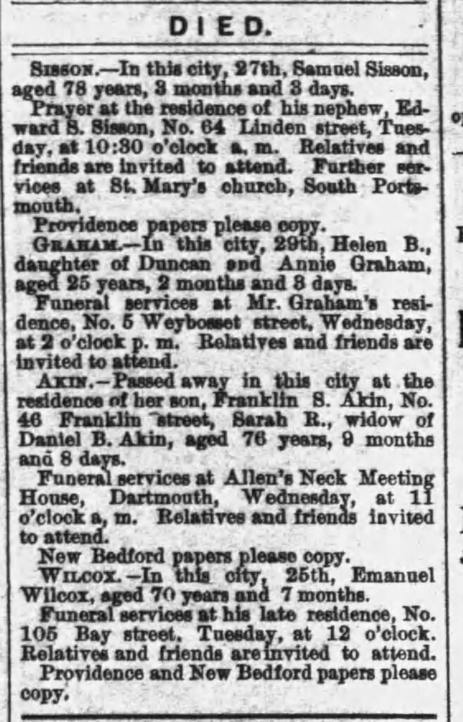Fall River Daily Evening News, October 29, 1894. Screenshot from newspapers.com