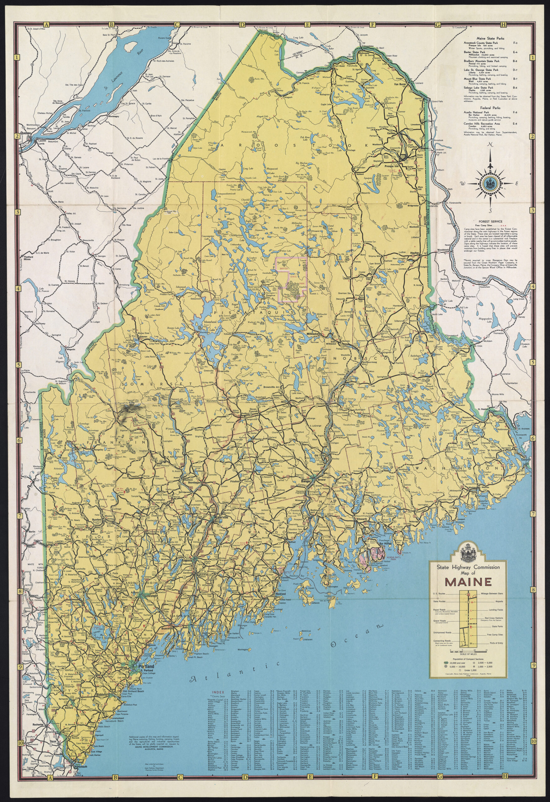 1946 Map of Maine by State Highway Commission