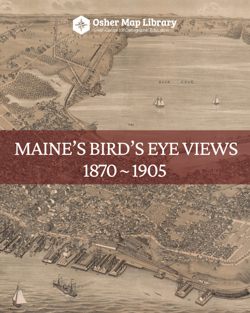 Poster for Maine's Bird's Eye Views exhibit.