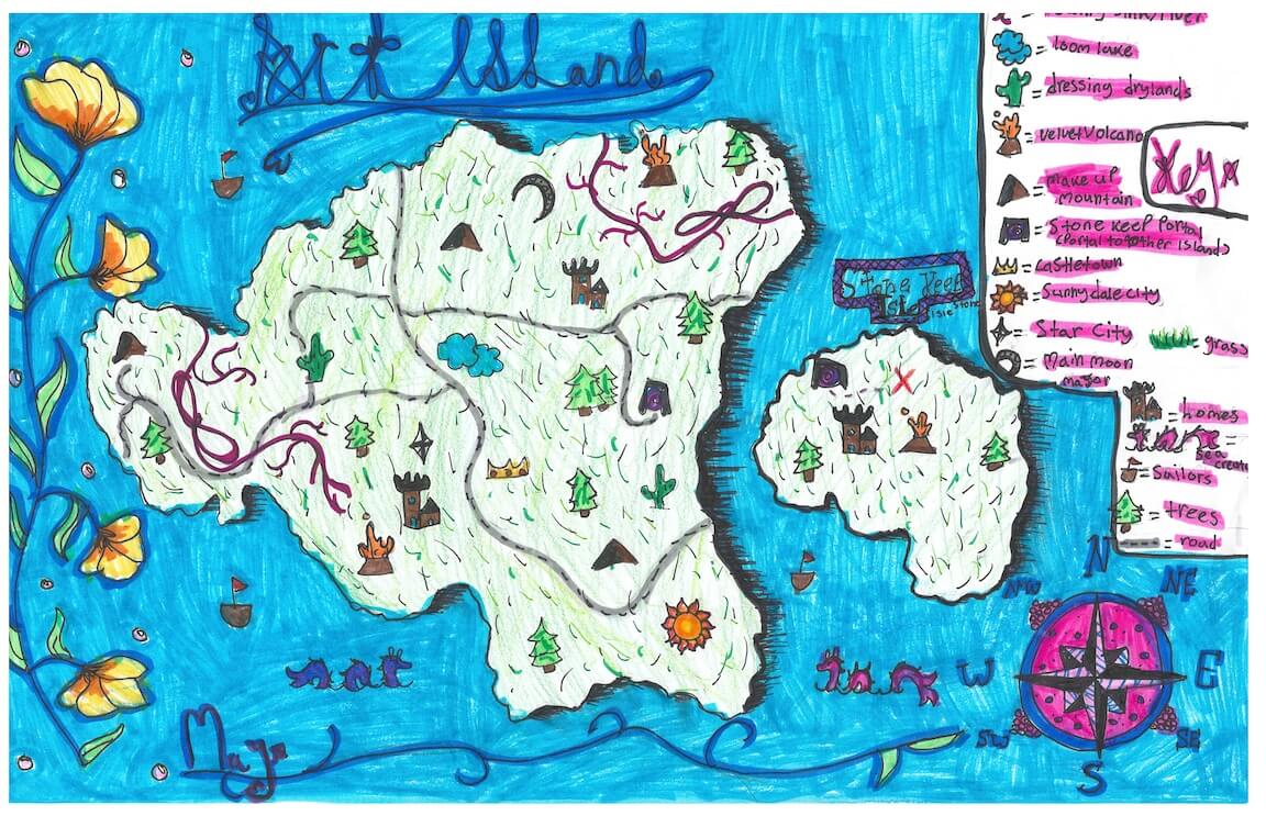 handmade map by middle grade student