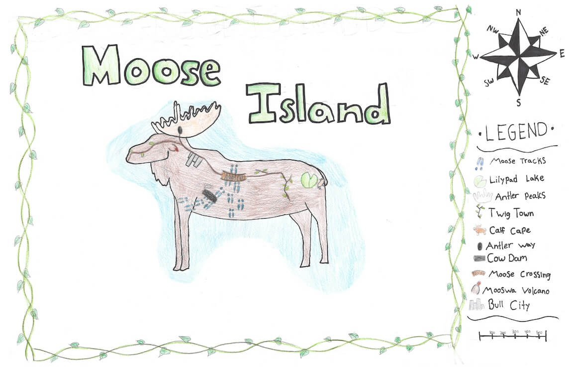 handmade map by middle grade student
