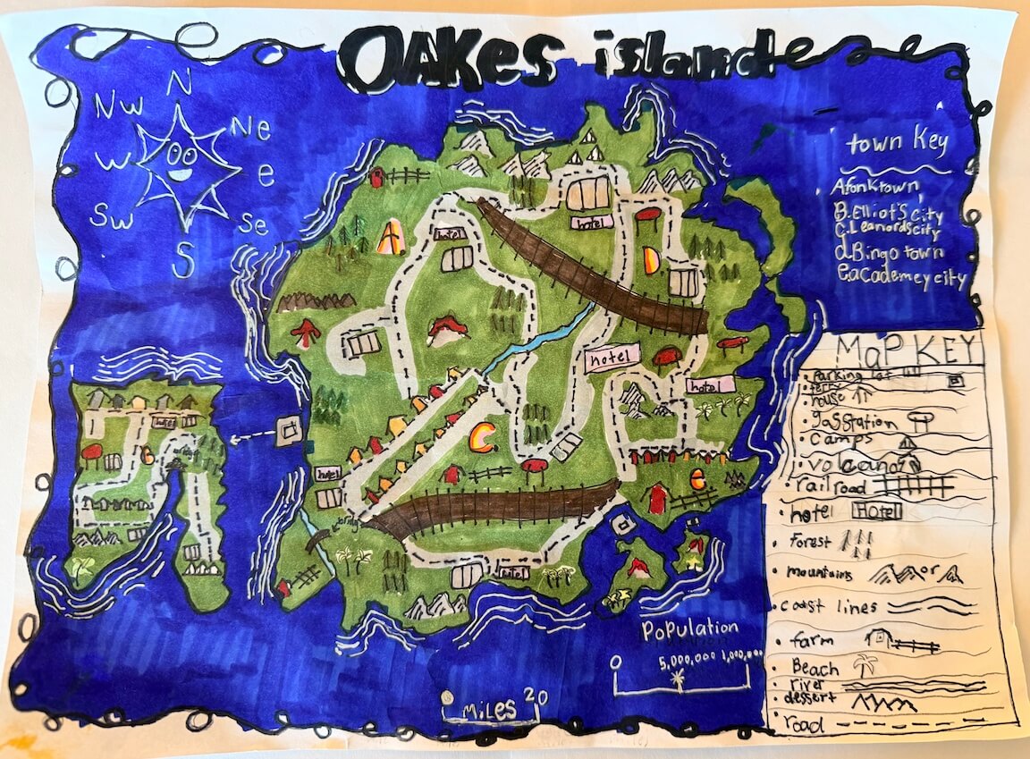 handmade map by middle grade student