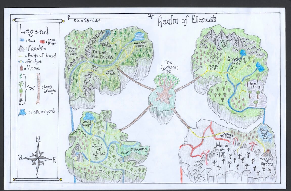 handmade map by middle grade student