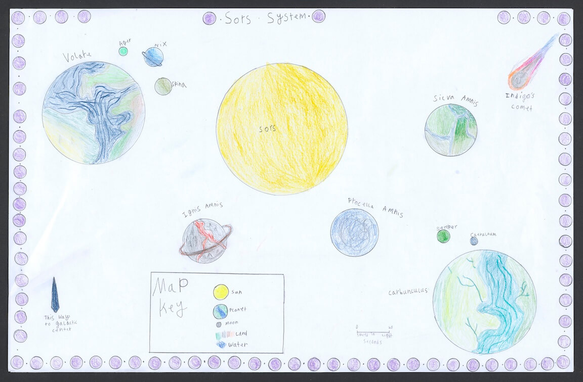 handmade map by middle grade student