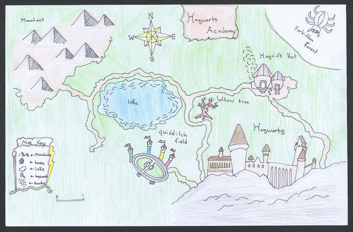 handmade map by middle grade student