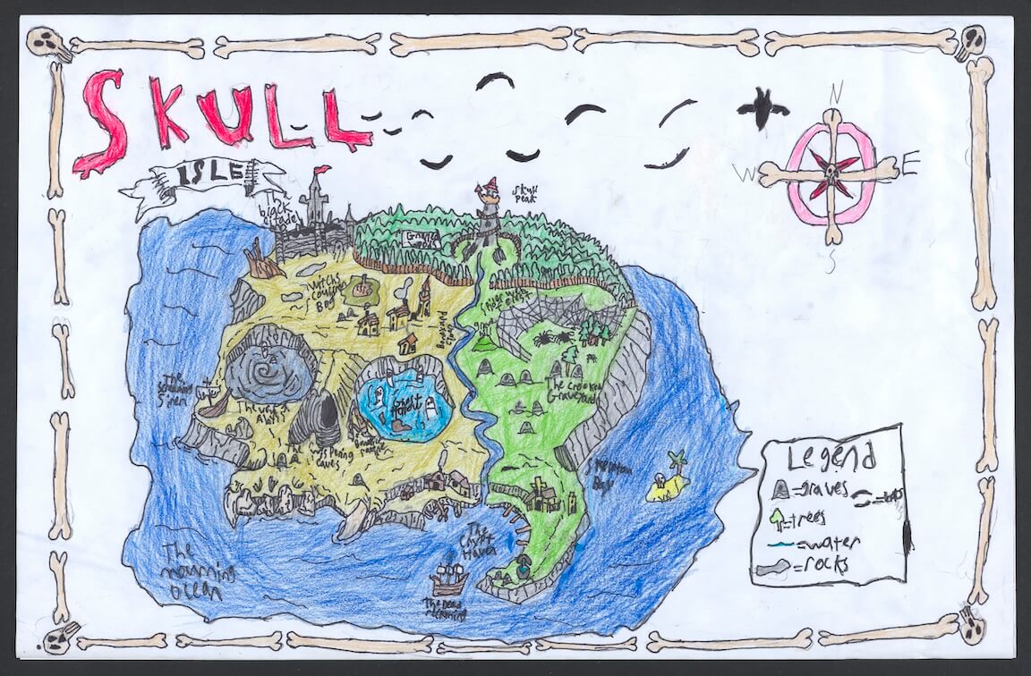 handmade map by middle grade student