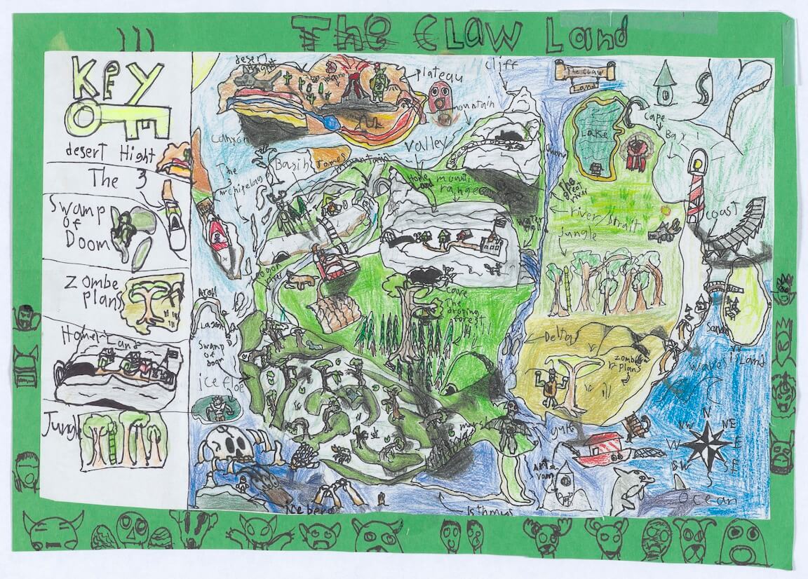 handmade map by middle grade student