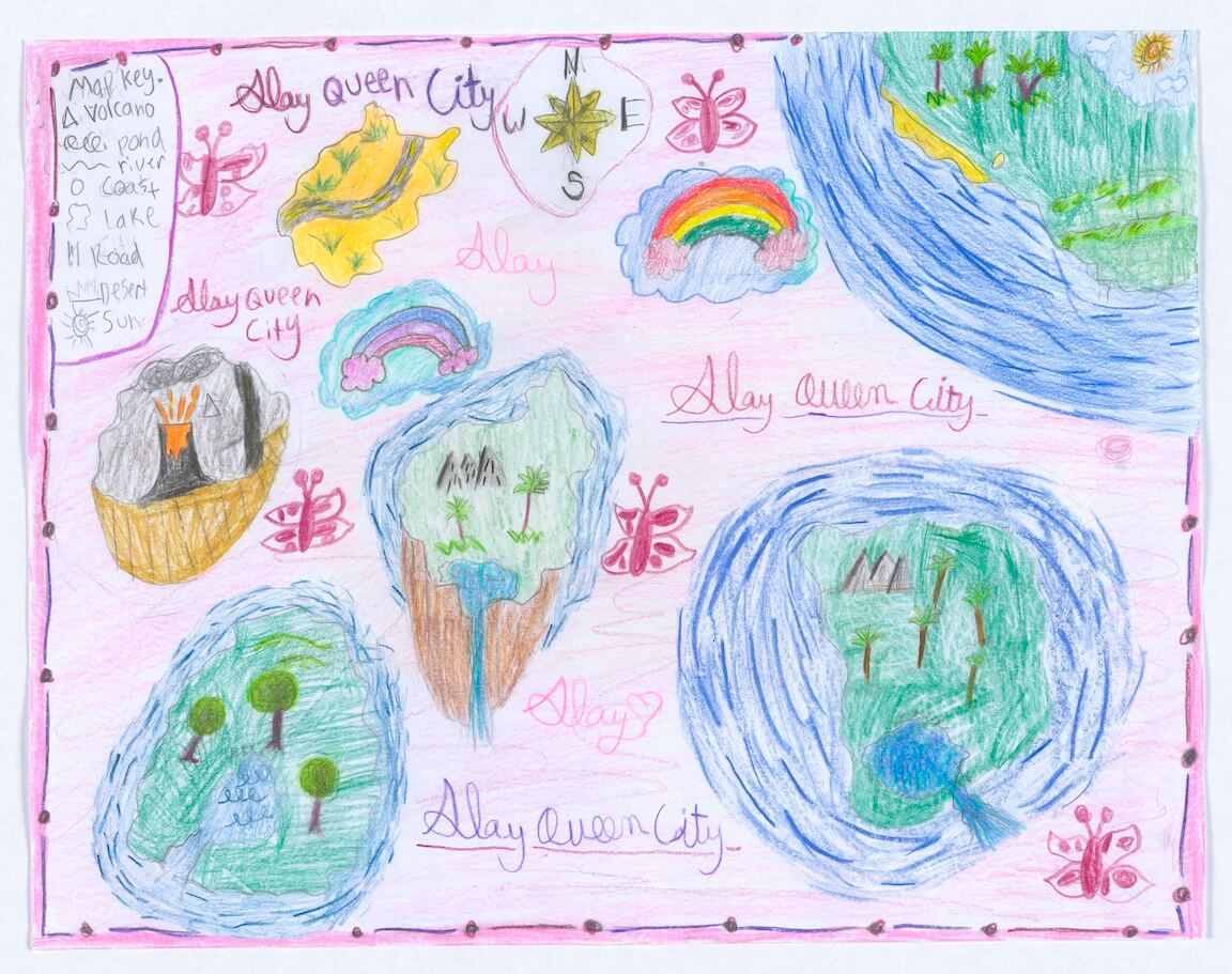 handmade map by middle grade student