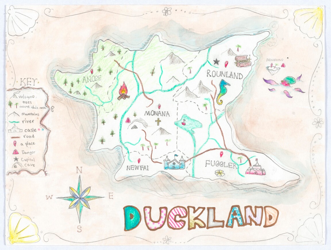 handmade map by middle grade student